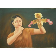 A Girl With Orchid - Best for Bedroom Wall